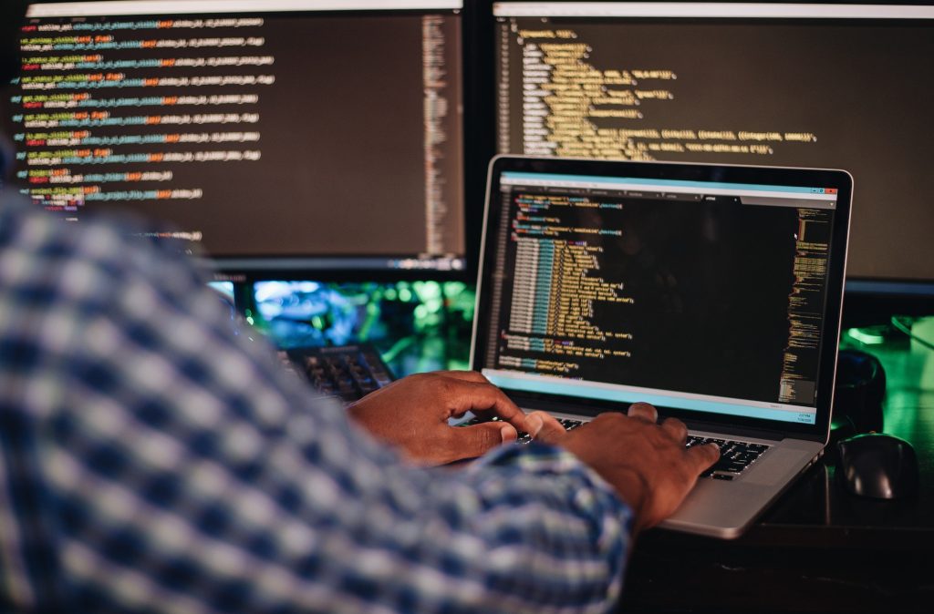 Software developer working at a computer